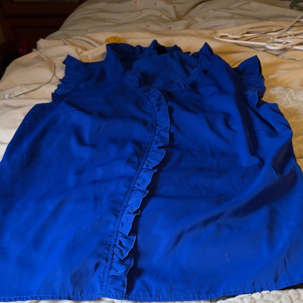 SHEIN Royal Blue Ruffle Blouse